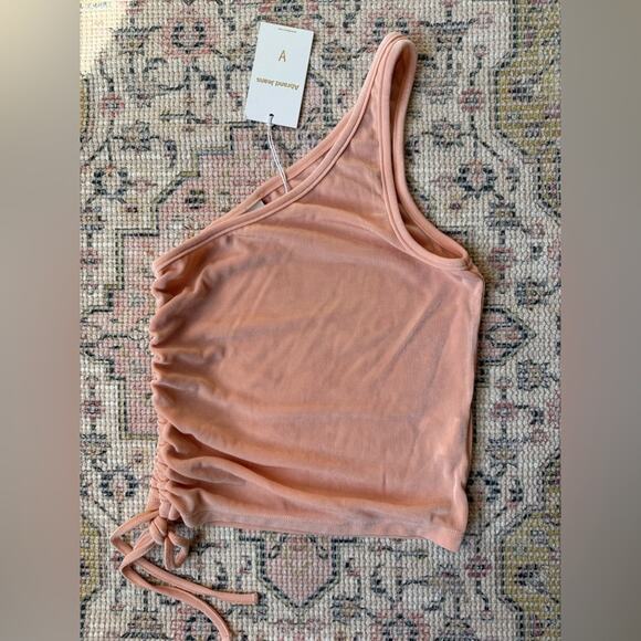 New Abrand Diva One Shoulder Ruched Top Women’s size small in Faded Apricot - Picture 1 of 4